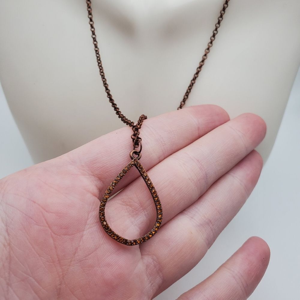 Amber crystal teardrop eternity necklace‎